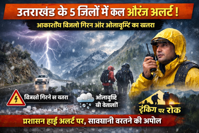 उत्तराखंड के 5 जिलों में कल ऑरेंज अलर्ट, तेज आंधी-ओलावृष्टि की चेतावनी, मौसम विभाग ने जारी किया अलर्ट